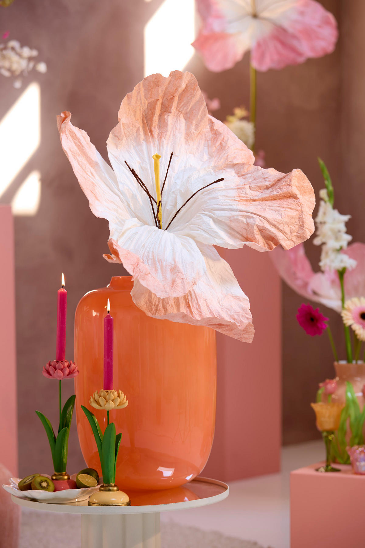 VASE Kobala Orange Ø34/50 cm - Orange, Glas (34/50cm) - Light & Living