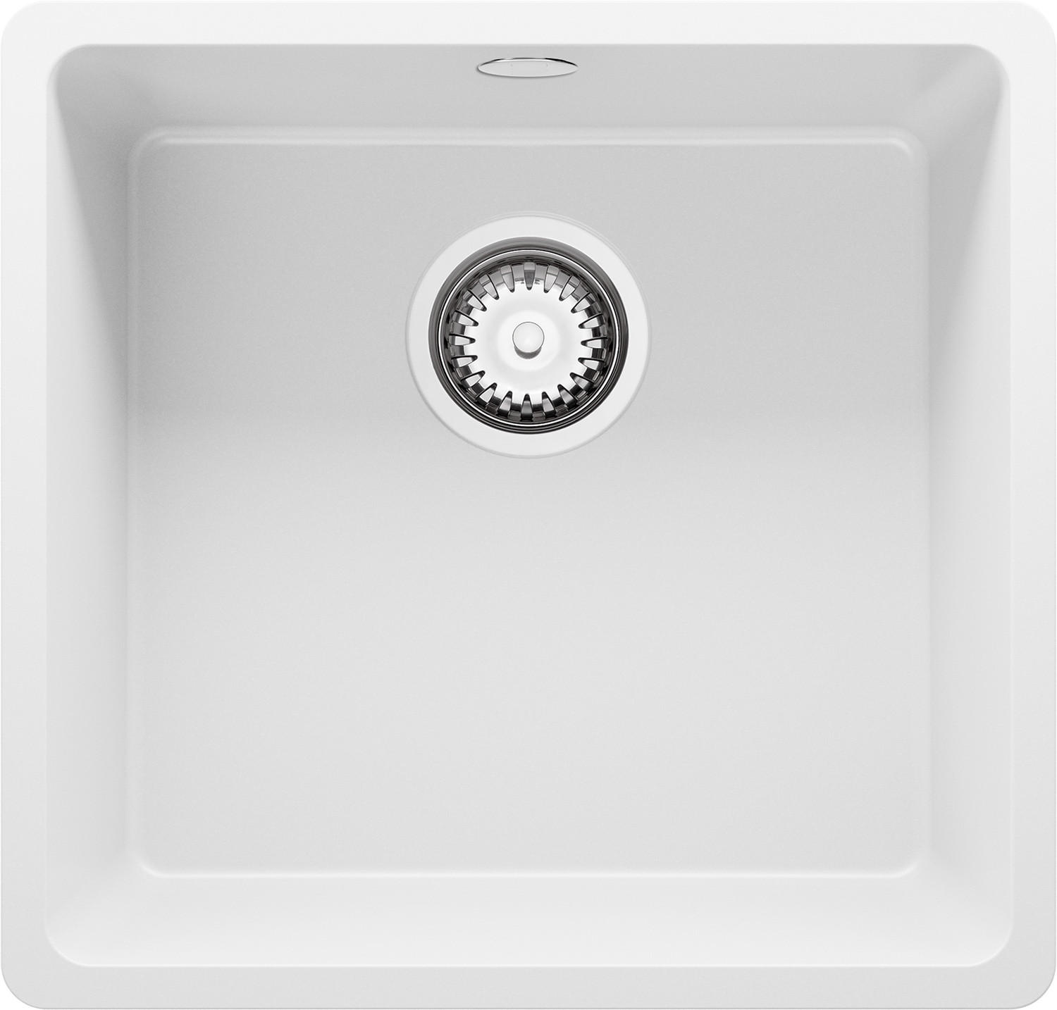 UNTERBAUSPÜLE GRANIT Venedig Easy, 2-er set Weiß 46/44 cm 1 Becken + Ablauf-Set ab 50er Unterschrank - Chromfarben/Weiß, Kunststoff (46/20/44cm) - Primagran