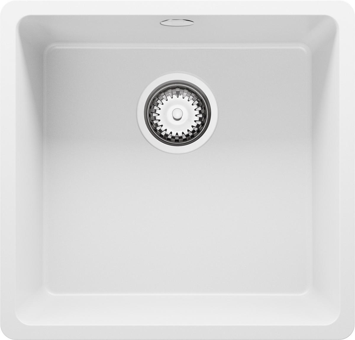 UNTERBAUSPÜLE GRANIT Venedig Easy, 2-er set Weiß 46/44 cm 1 Becken + Ablauf-Set ab 50er Unterschrank - Chromfarben/Weiß, Kunststoff (46/20/44cm) - Primagran