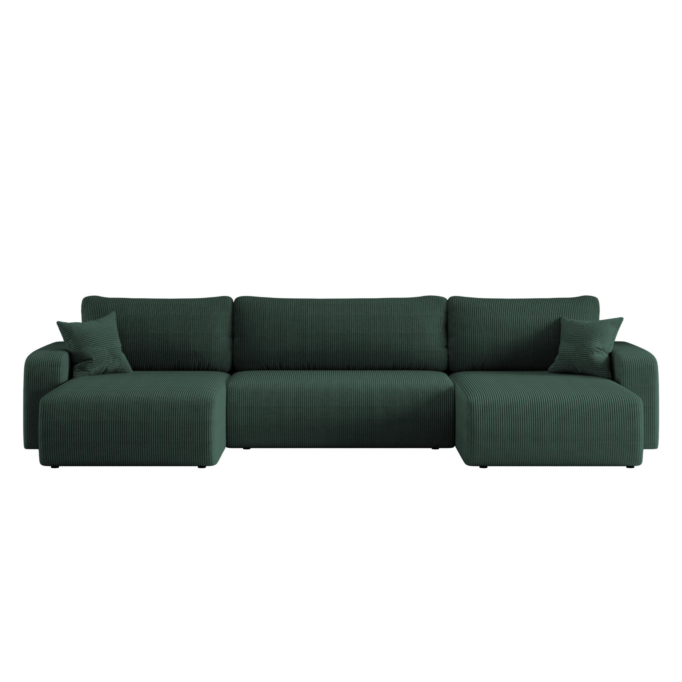 ECKSOFA U-Form Mit Schlaffunktion Und Bettkasten MILANO Dicker Cord Grün - Grün, Holz/Textil (312/145cm) - Kaiser Möbel