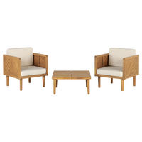 BALKONSET 2-Sitzer Akazienholz hellbraun Auflagen creme Baratti - Hellbraun/Weiß, Holz/Textil - Beliani