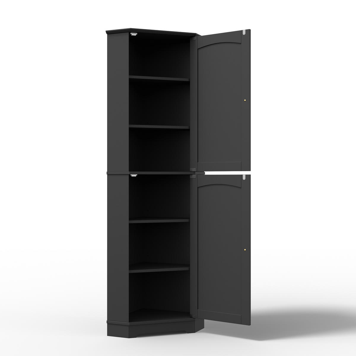 MEHRZWECKSCHRANK DE-38717 42/42/166 cm 2 Türen und verstellbare Böden Schwarz - Schwarz, Holzwerkstoff (42/166/42cm) - ComfortXL