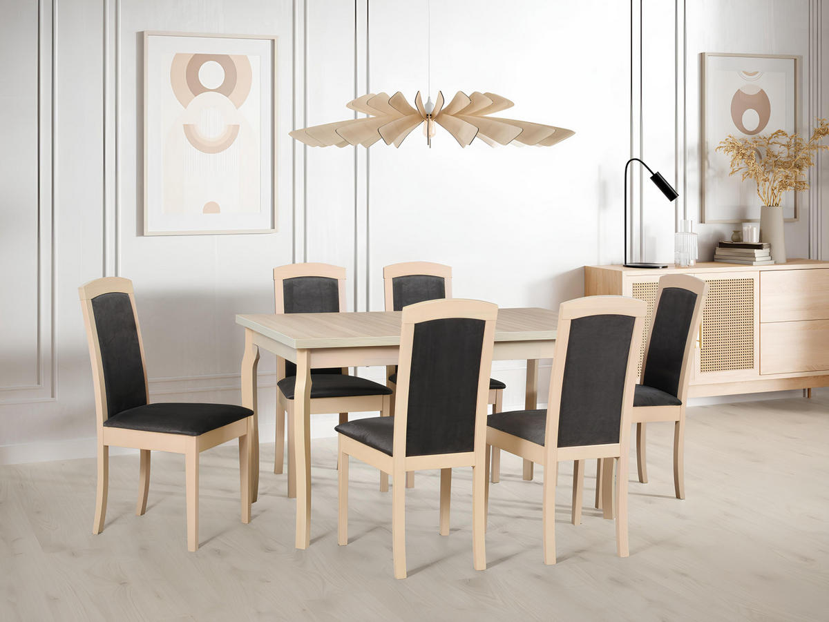 STUHL 2er Set Roma 8, sonoma - Schlammfarben/Sonoma Eiche, Holz (45/96/41cm) - Leaf Design