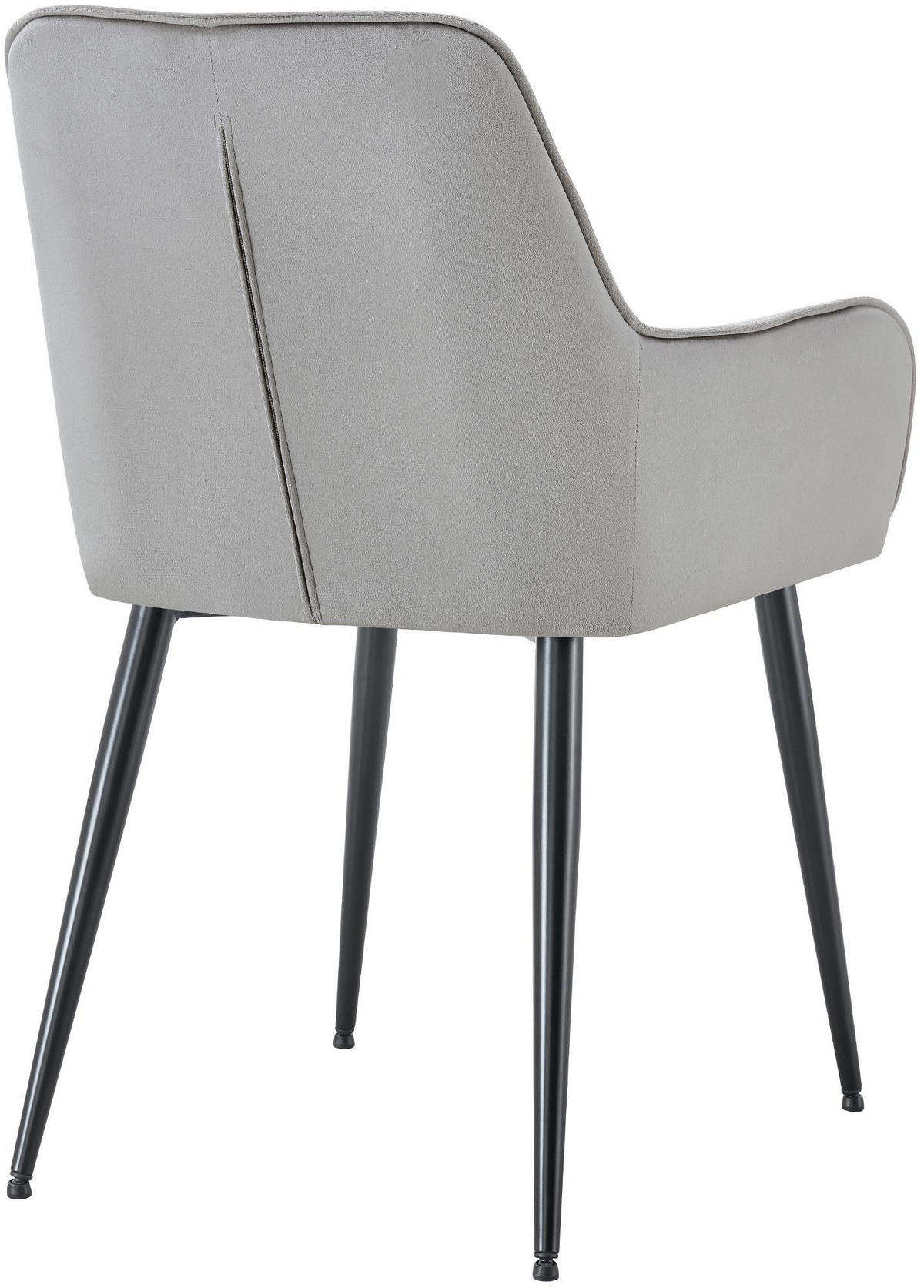 ESSZIMMERSTUHL 2er Set Samt Hellgrau - Hellgrau/Schwarz, Textil/Metall (58/86/62cm) - CLP