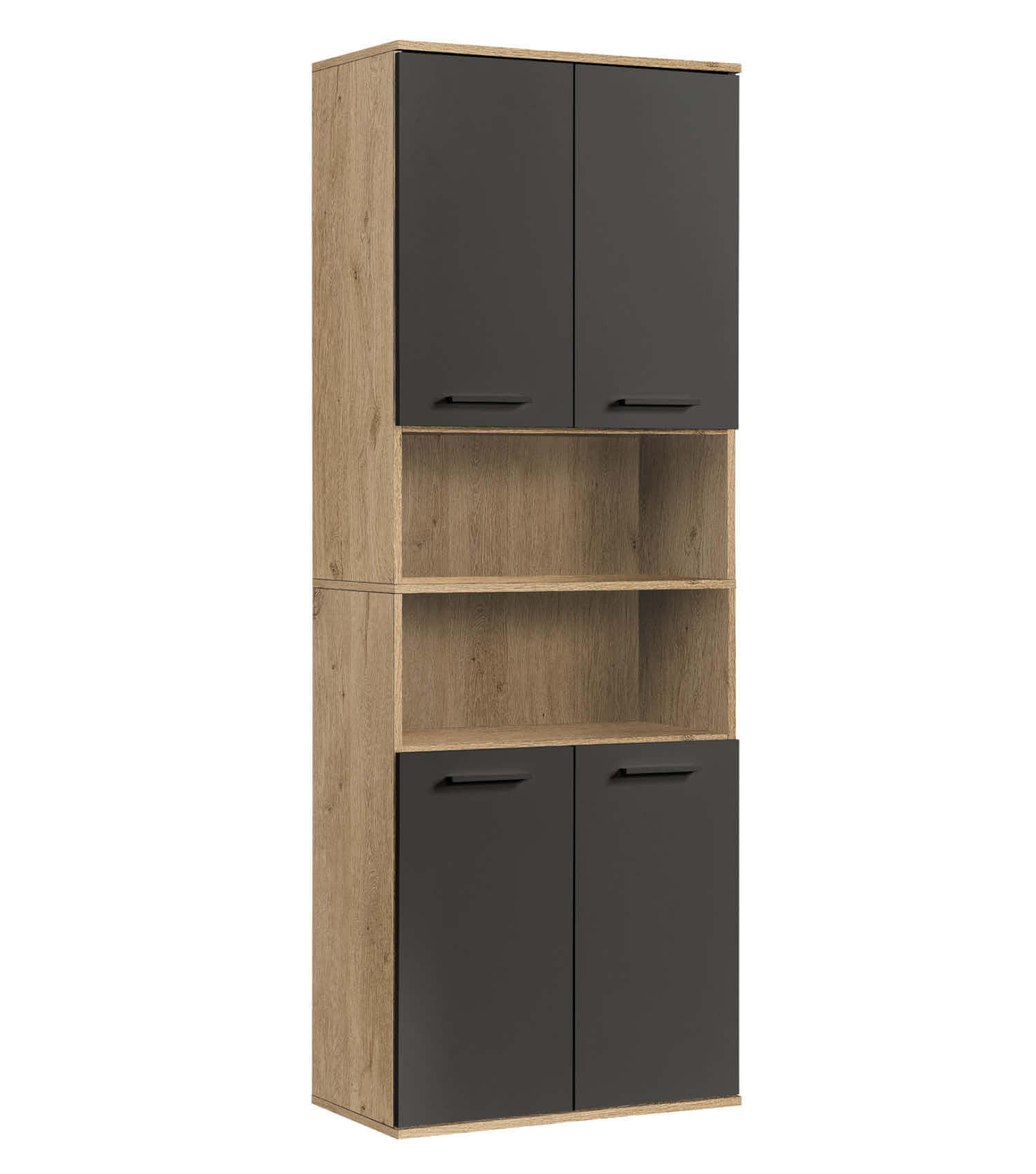 BAD HOCHSCHRANK Der Kapitän - Anthrazit, Holzwerkstoff (65/180/34cm) - Mokebo