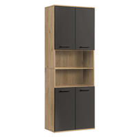 BAD HOCHSCHRANK Der Kapitän - Anthrazit, Holzwerkstoff (65/180/34cm) - Mokebo