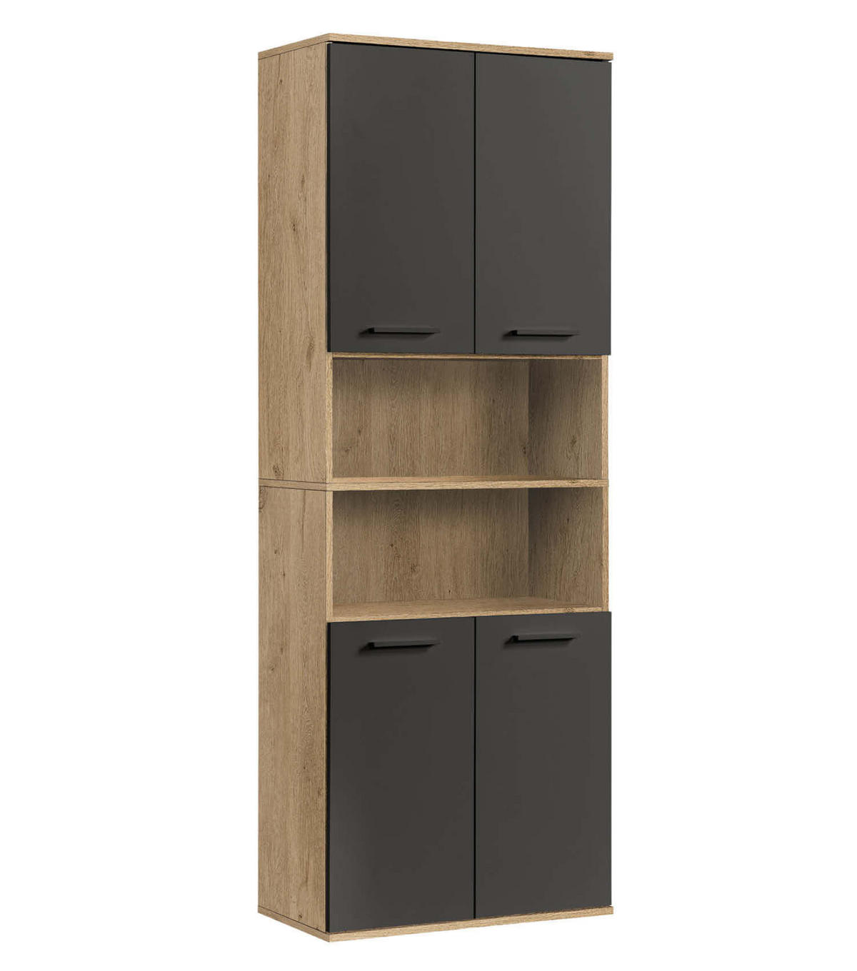 BAD HOCHSCHRANK Der Kapitän - Anthrazit, Holzwerkstoff (65/180/34cm) - Mokebo