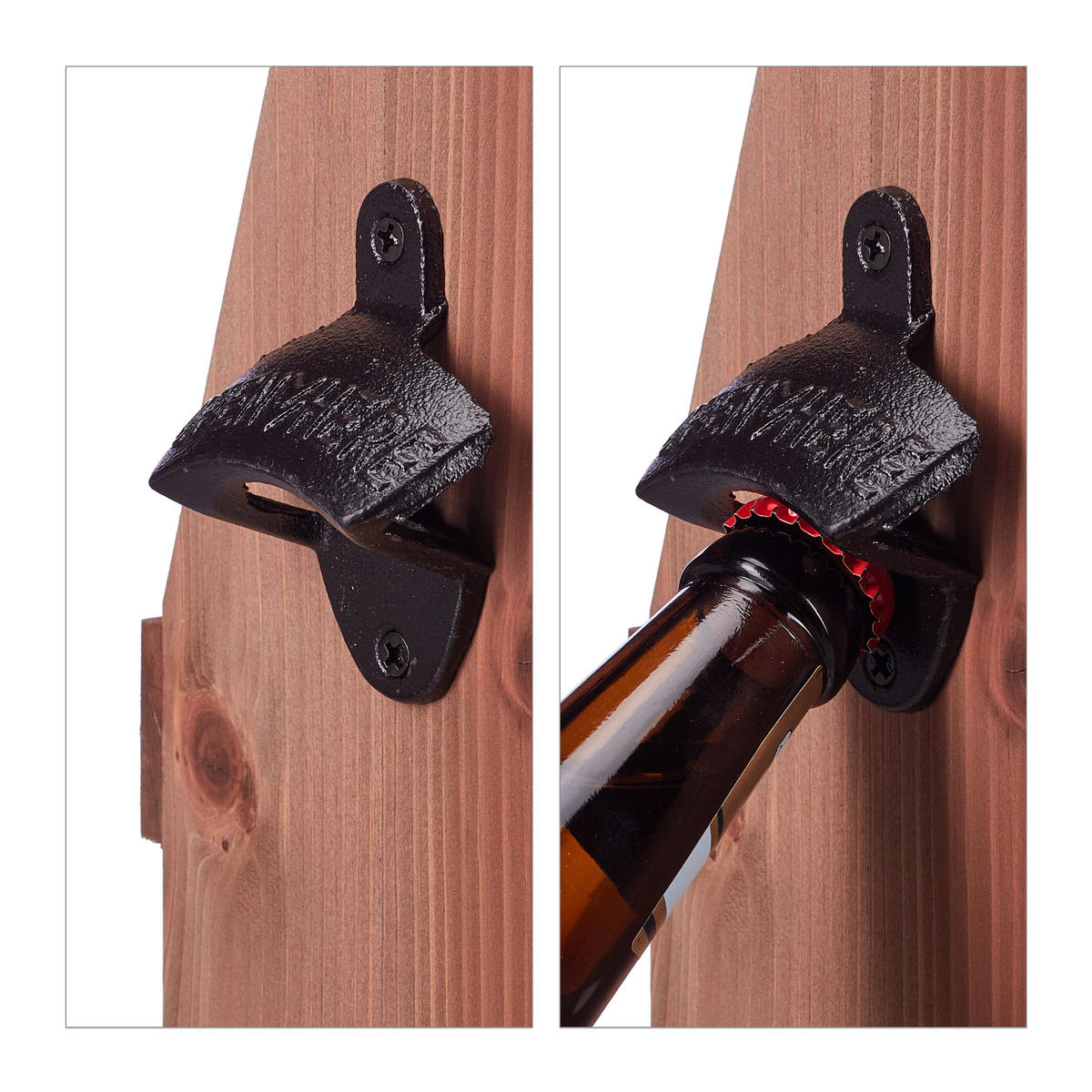 BIERTRÄGER - Braun, Holz/Metall (27.5/28/15cm) - Relaxdays