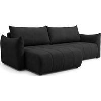 ECKSOFA Liv mit Schlaffunktion & Bettkasten in Cordstoff Schwarz, Universell 260/154/86 cm - Schwarz, Kunststoff/Textil (260/154cm) - WFL GROUP