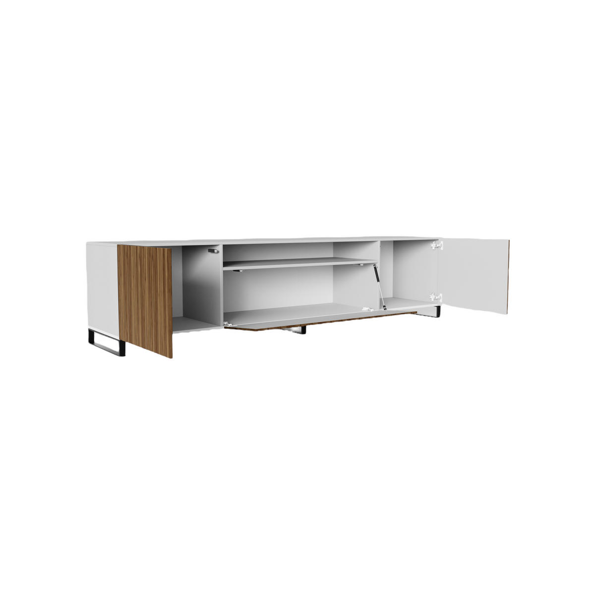 TV-SCHRANK Mio III 200 cm, dreitürig, weiß, catania - Weiß/Braun, Kunststoff (200/53/41cm) - Margaret Hadas24