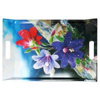 TABLETT Bergblume, rechteckige Serviertablett mit Griff 47x31 cm - Blau, Kunststoff (31/3/47cm) - Lashuma