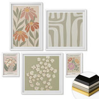 WANDBILDER 5er-Set - 50x50 cm & 20x30 cm & 40x60 cm Weißer Rahmen - Botanische Motive, Pariser Minimalismus - Weiß, Kunststoff (40/60cm) - ArtPrintCave