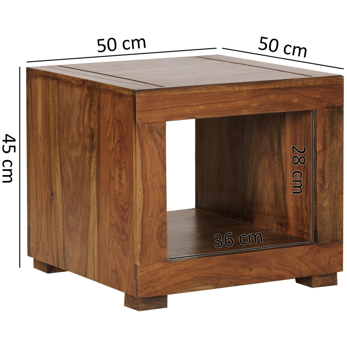 COUCHTISCH Massivholz Sheesham 50cm breit Dunkelbraun Landhaus-Design - Braun, Holz (50/50/45cm) - KADIMA DESIGN