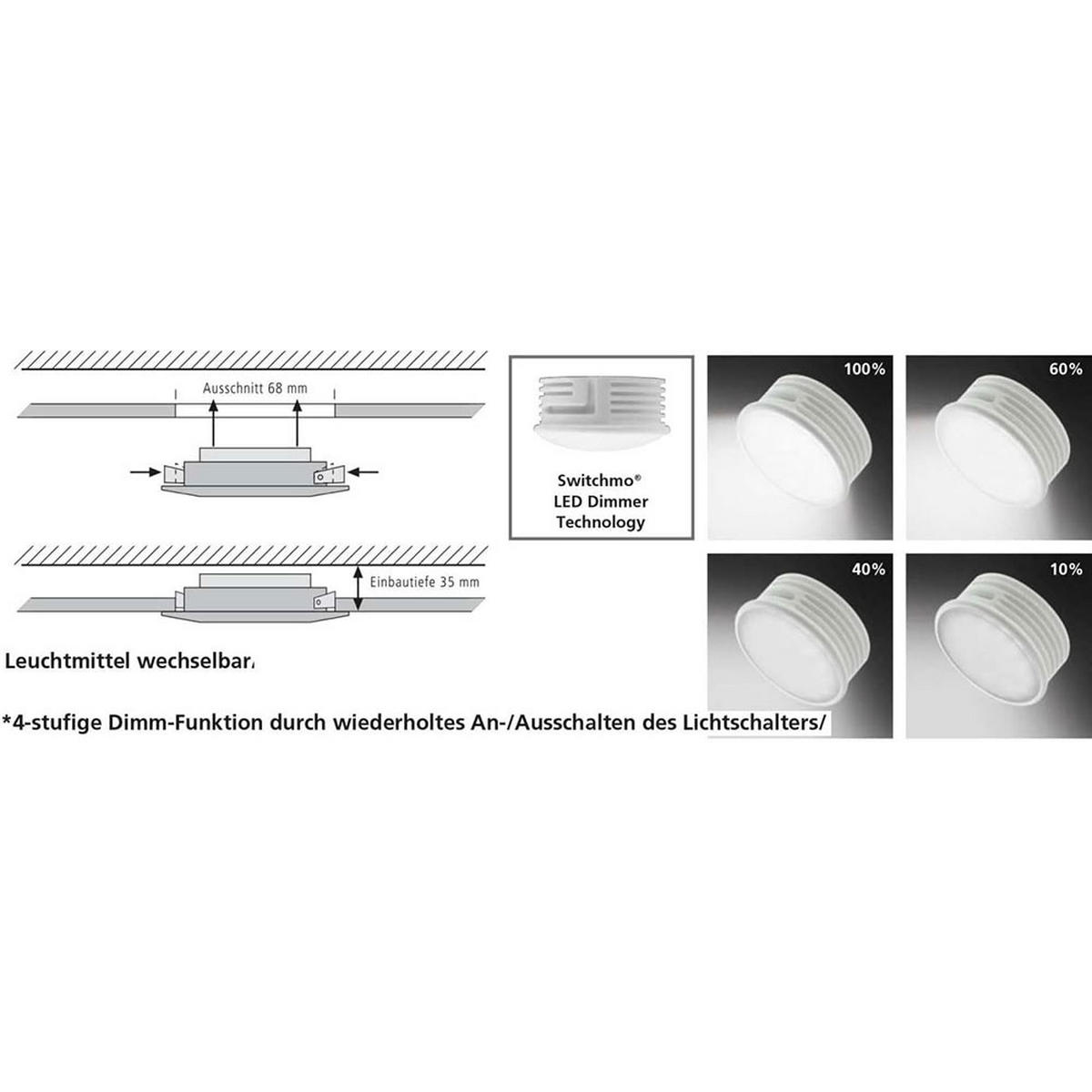 LED EINBAULEUCHTE Aluminium Silber - Silberfarben, Metall (8/8/3.5cm)