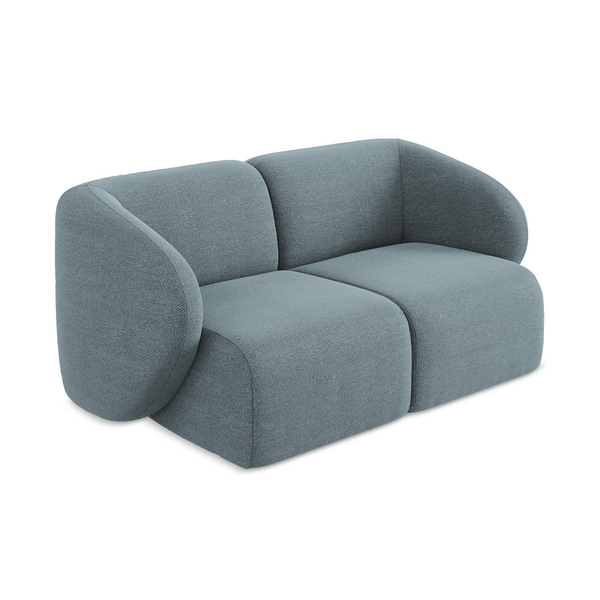 2-SITZER-SOFA Bouclé Stoff Blau - Blaugrau/Schwarz, Holzwerkstoff/Kunststoff (174/75/94cm) - LaMiaSofa