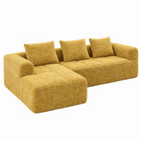 SOFA mit Chaiselongue 250 x 158 cm Chenille Yellow - Gelb, Textil (158/250cm) - Meubliv
