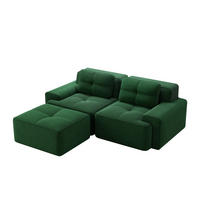 ECKSOFA DE-34113 2-Sitzer mit Ottoman Grün - Grün, Textil (177/204cm) - ComfortXL
