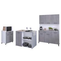 KÜCHENMÖBEL Malice 6 in Weiß und Beton 3teilig Küchenbuffet mit Kücheninsel und Beistellschrank - Weiß, Holzwerkstoff (80/200/120cm)