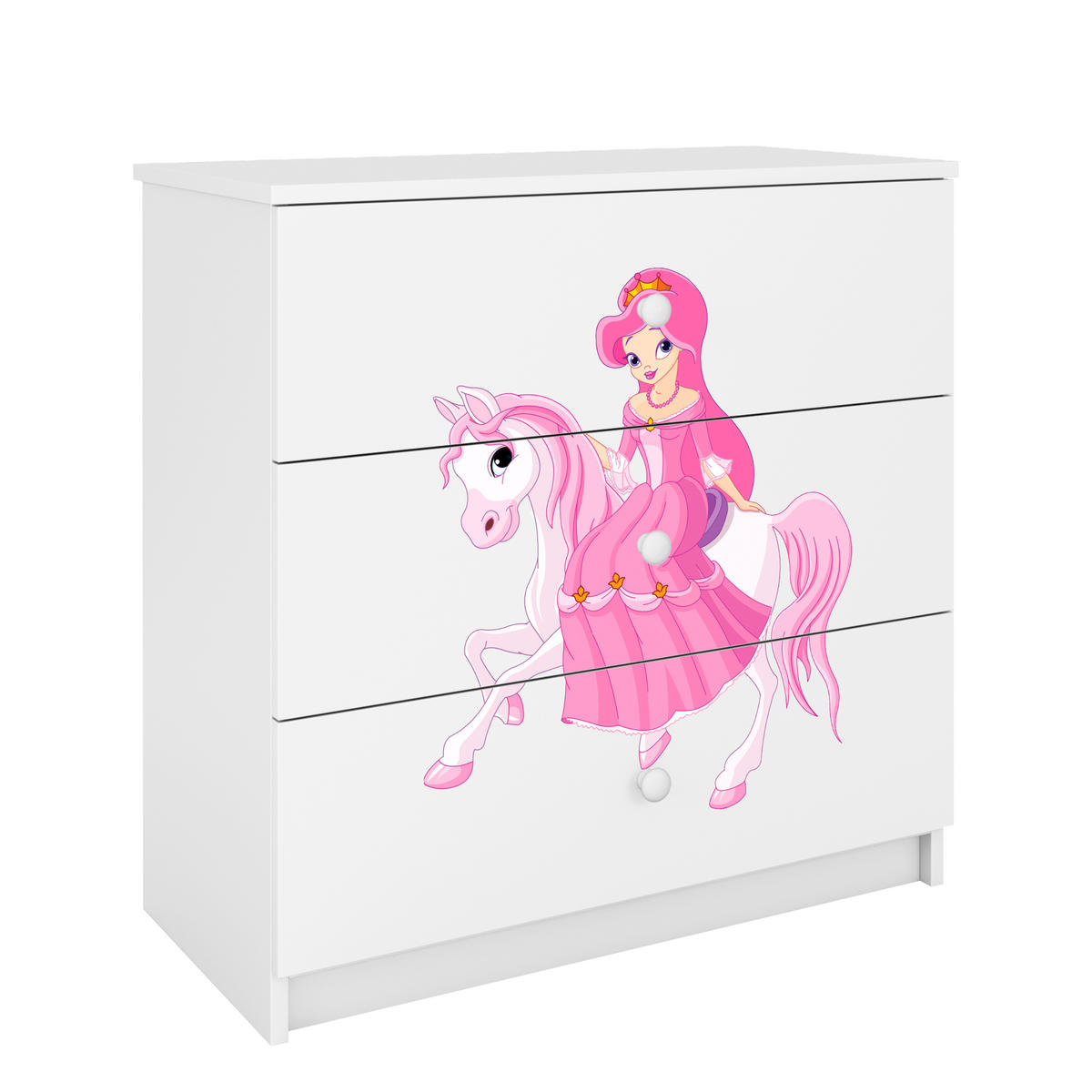 KOMMODE Babydreams Prinzessin zu Pferd 81/81/41 - Weiß, Holzwerkstoff (81/81/41cm) - RAUMHIRSCH FURNITURE