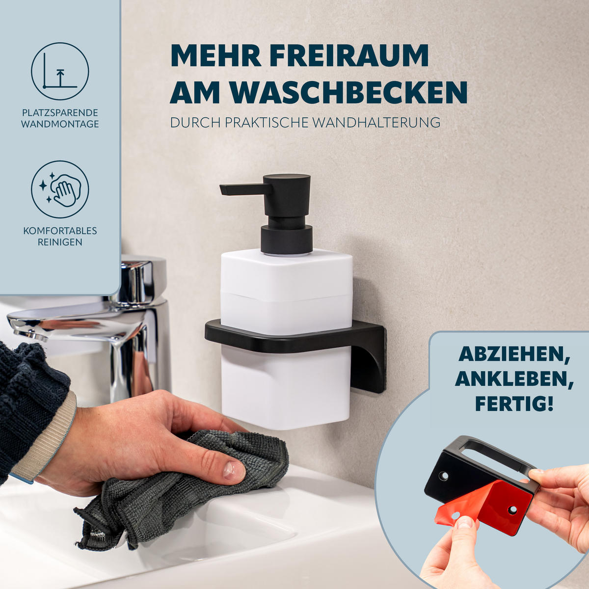 SEIFENSPENDER SAVONA Softtouch, weiß, eckig - Weiß, Kunststoff (9/15.5/10cm) - bremermann