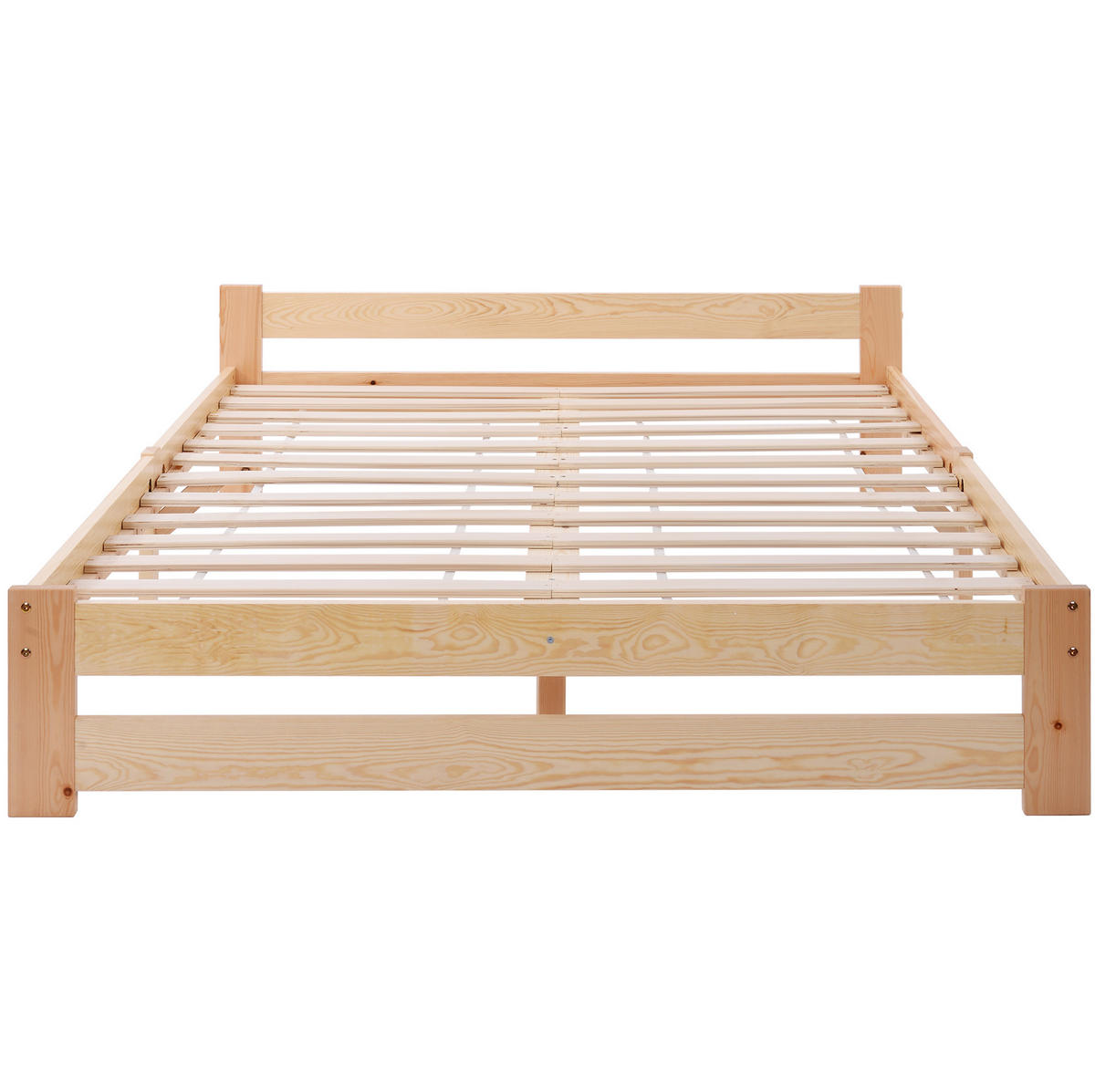 KREVET 200/140 cm s uzglavljem i letvicama, čvrsta konstrukcija od masivnog drva, Prirodna - prirodne boje, drvni materijal (140/200cm) - Redom