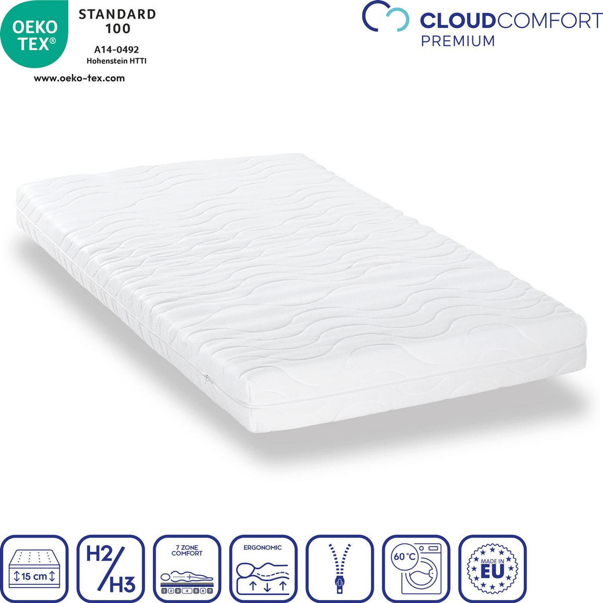 KALTSCHAUMMATRATZE Premium 140x200 cm - Weiß, Textil (140/200cm) - CloudComfort