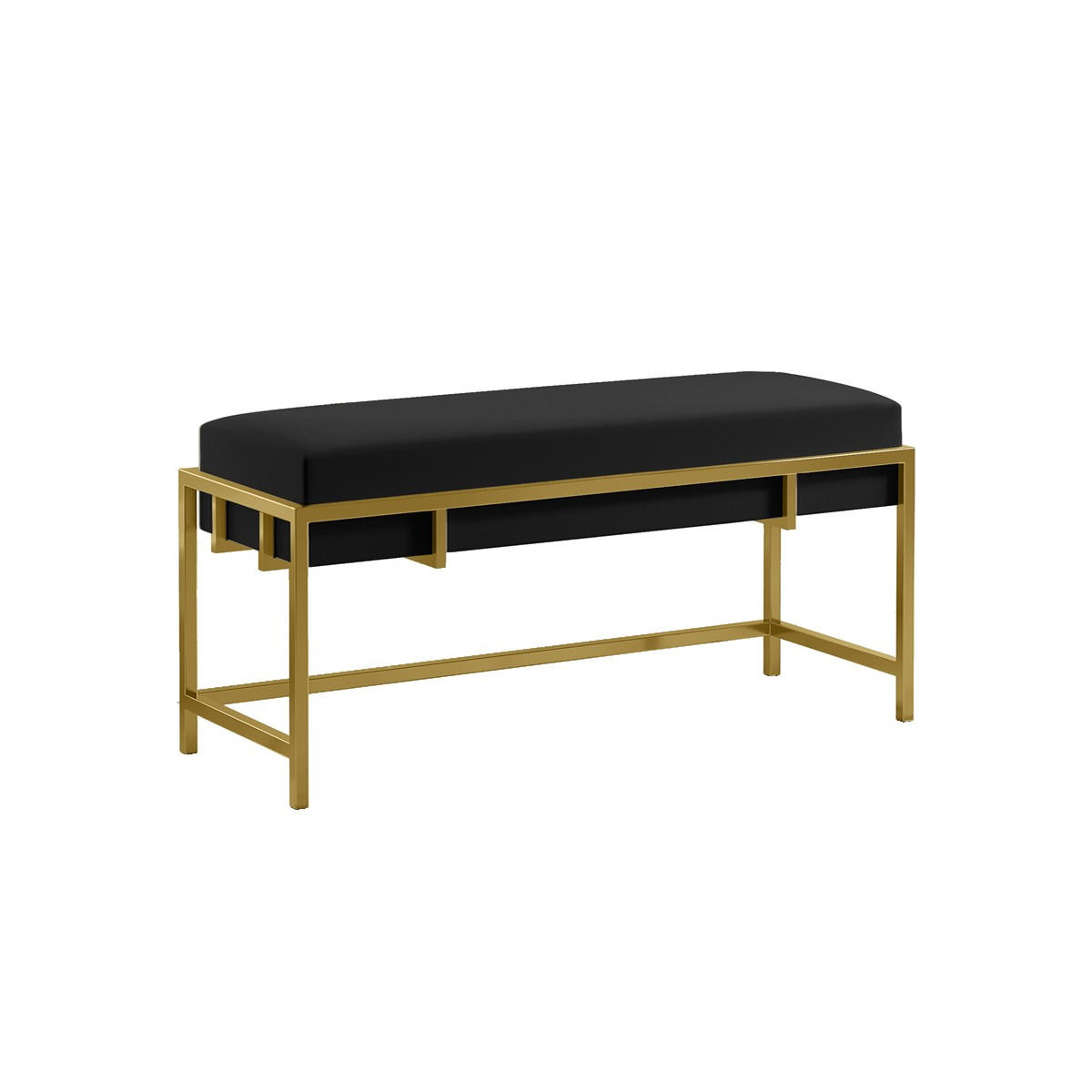 POLSTERBANK LAMO 80 cm Schwarz, Goldenes Gestell, Samtstoff - Goldfarben/Schwarz, Textil/Metall (80/45/35cm) - Bettso