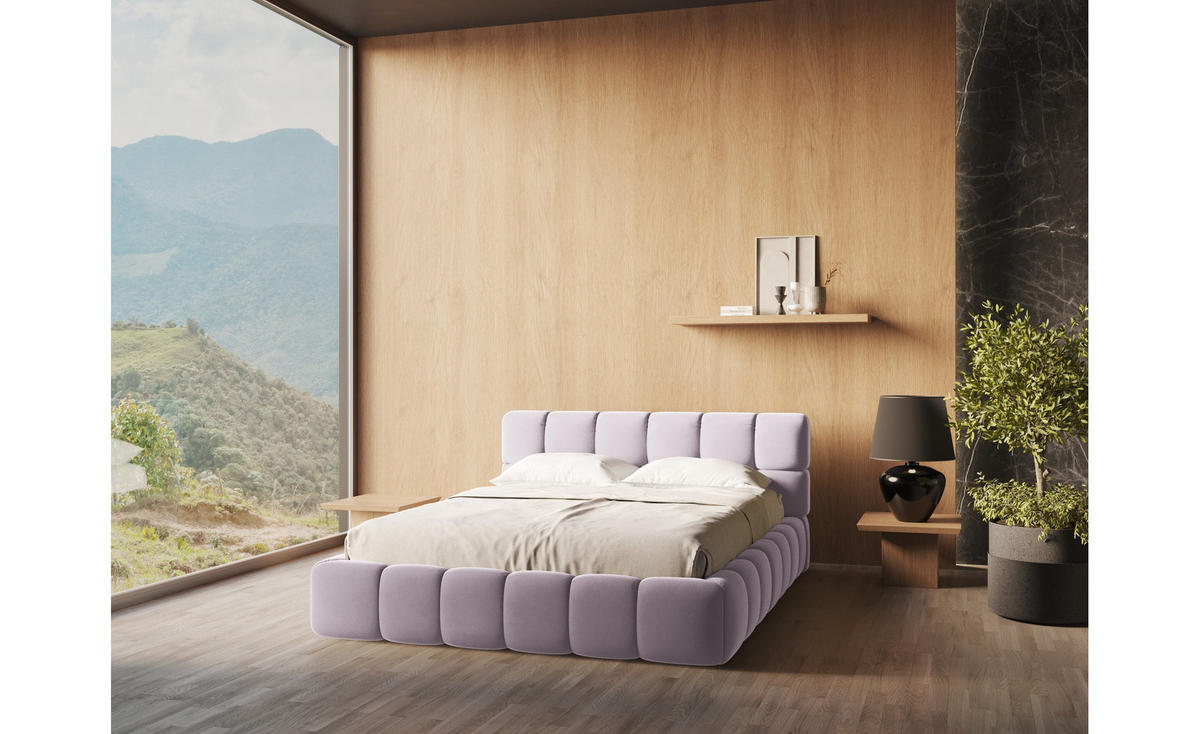 POLSTERBETT mit Bettkasten und Lattenrost 160x228 Violett - Lila/Flieder, Kunststoff/Textil (140/200cm) - Makamii