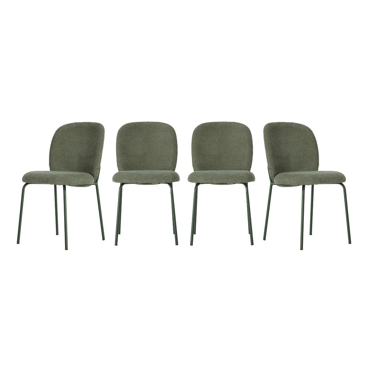 SADA 4 látkových židlí s kovovými nohami, výška 85 cm - NOA - zelená barva, textil (48/85/57.5cm) - Calicosy