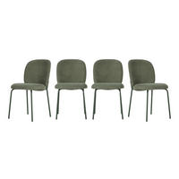 SADA 4 látkových židlí s kovovými nohami, výška 85 cm - NOA - zelená barva, textil (48/85/57.5cm) - Calicosy