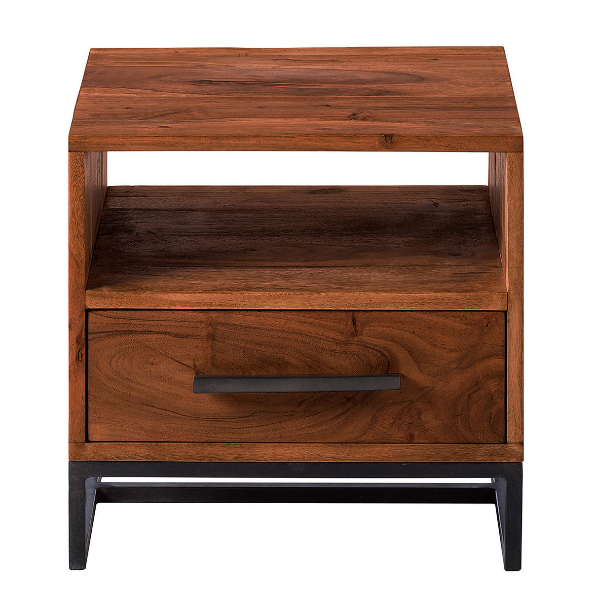 NACHTTISCH - Akazie massiv - Akaziefarben, Holz (40/40/35cm) - home24