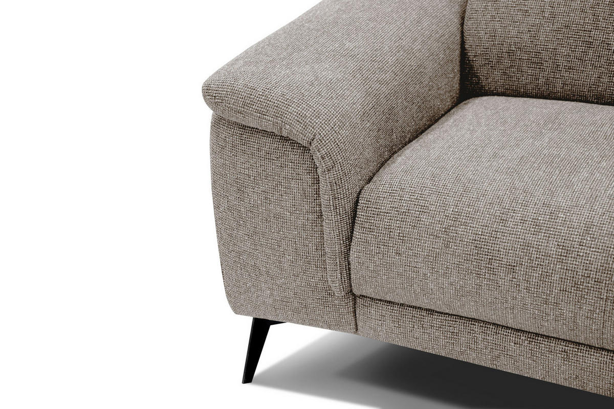 RELAXSOFA FIERO 3-Sitzer mit 1 Relaxfunktion, taupe - Taupe/Schwarz, Holzwerkstoff/Textil (212/82/103cm) - Courtois Laville