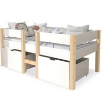 KINDERBETT 90/190 cm mit Schubladen, Rausfallschutz und Leiter, Weiß - Weiß, Holzwerkstoff (90/190cm) - Redom