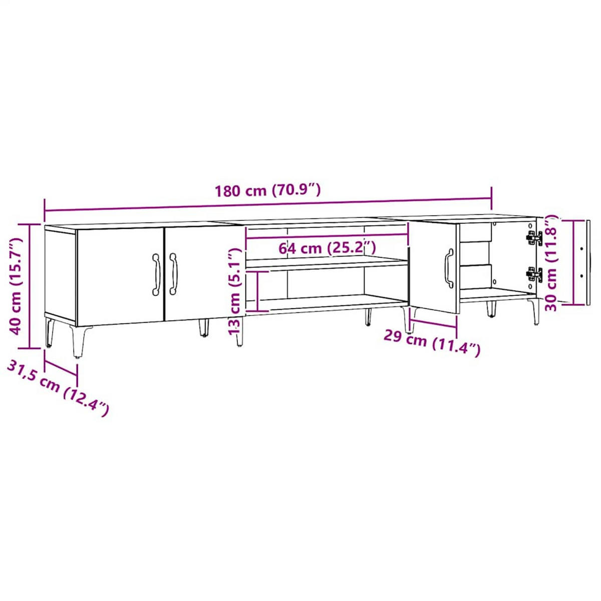 TV-SCHRANK Artisan-Eiche 180/31,5/40 Cm Holzwerkstoff - Braun, Holzwerkstoff (31.5/40/180cm) - vidaXL