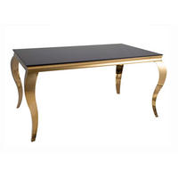 ESSTISCH Prince Schwarzglas / Gold 150 / 90 / 75cm - Goldfarben/Schwarz, Glas/Holz (90/150/75cm) - Feldmann-Wohnen