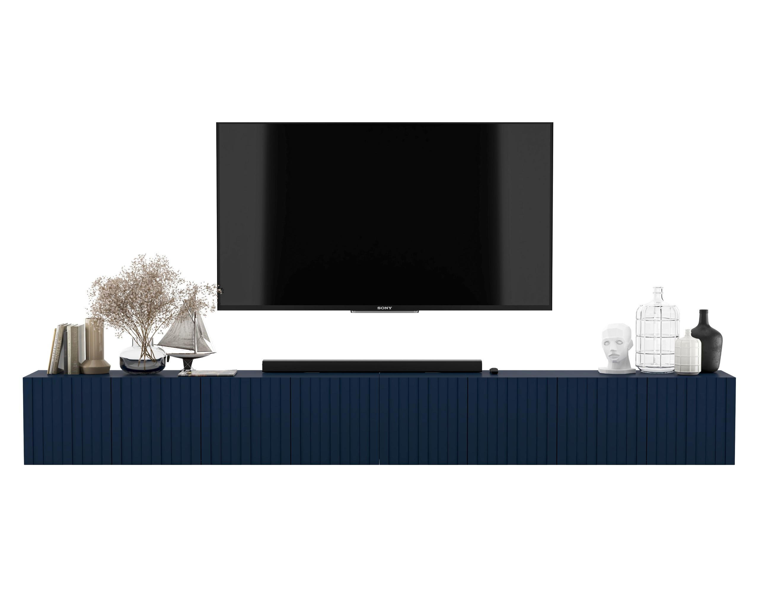TV-LOWBOARD 2-er Set Elpis Marineblau Matt Glamour 150 cm - Blau, Holzwerkstoff (300/37.5/36.5cm) - Meble Lindner