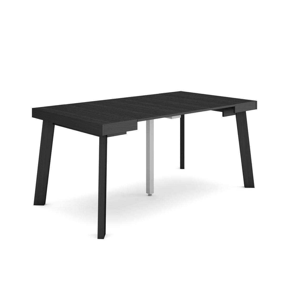 KONSOLENTISCH ausziehbar 58 bis 160cm, für 8 Gäste, schwarz, 90/58/73cm - Schwarz, Holzwerkstoff (90/160/73cm) - Skraut Home