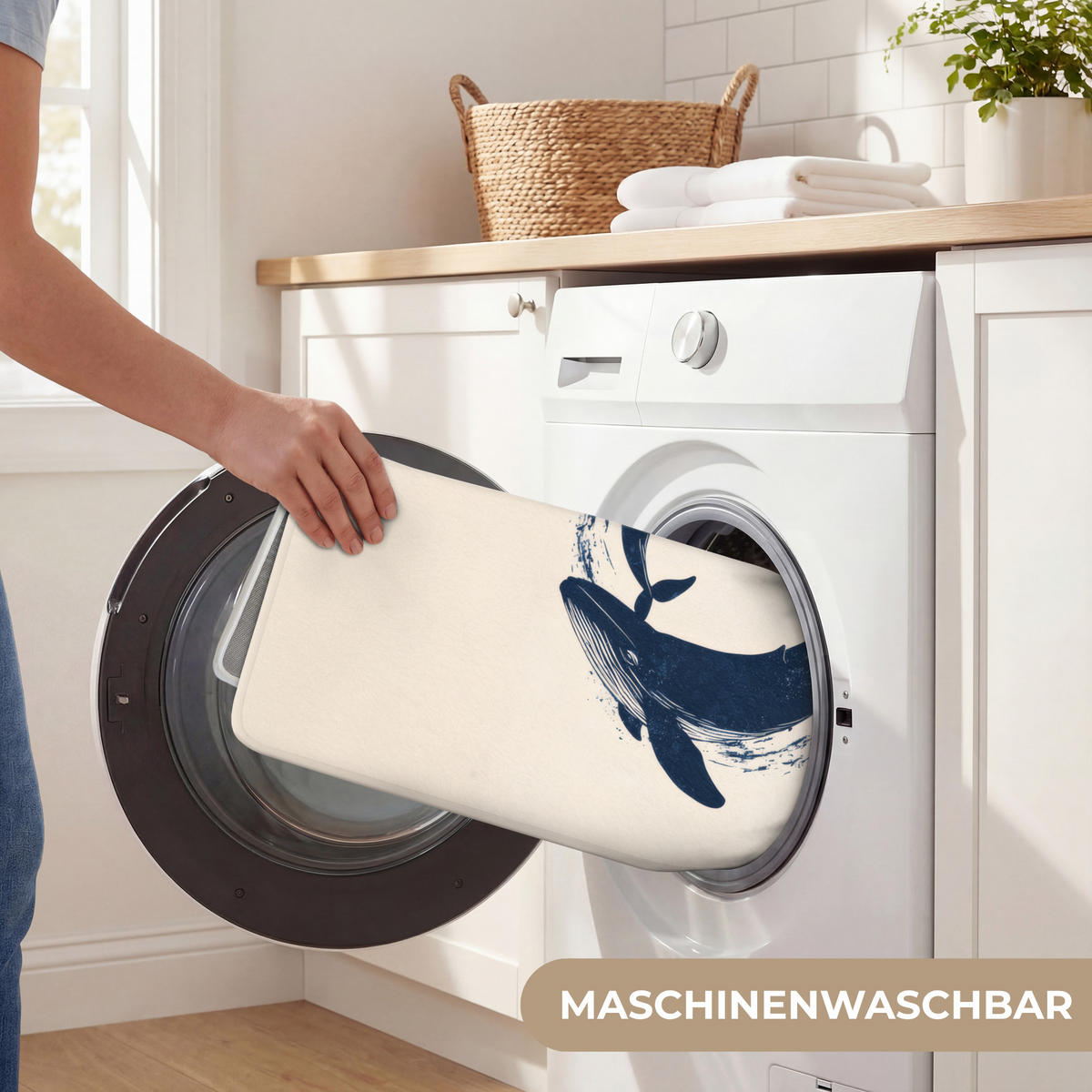 BADEMATTE Wale - Spritzer - Kreis - Dunkelblau 90x60 cm - Dunkelblau, Kunststoff/Textil (90/60cm)