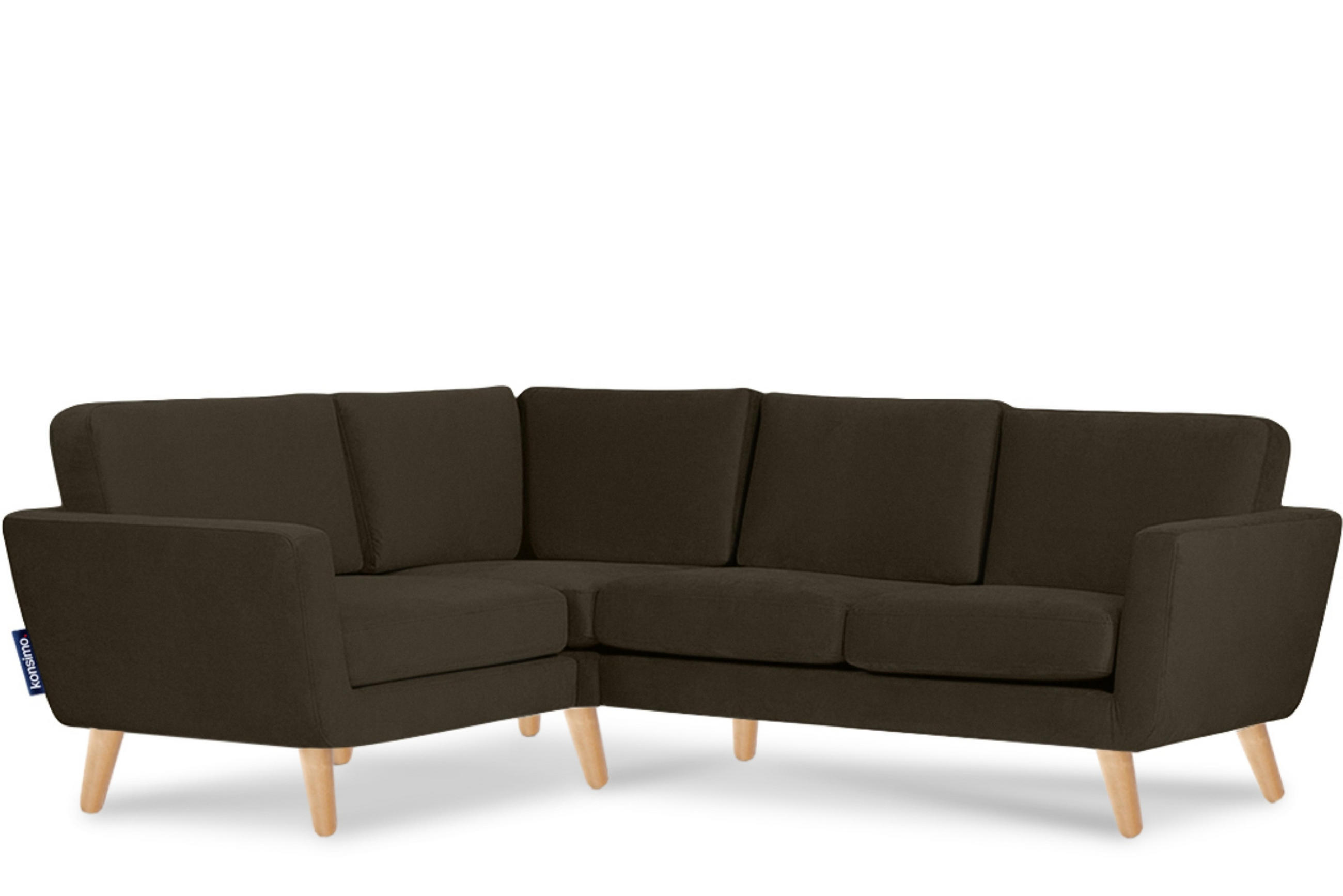 ECKSOFA-LINKS TAGIO 3/4 Sitzer, braun - Braun, Buchenholz/Textil (220/181cm) - KONSIMO®