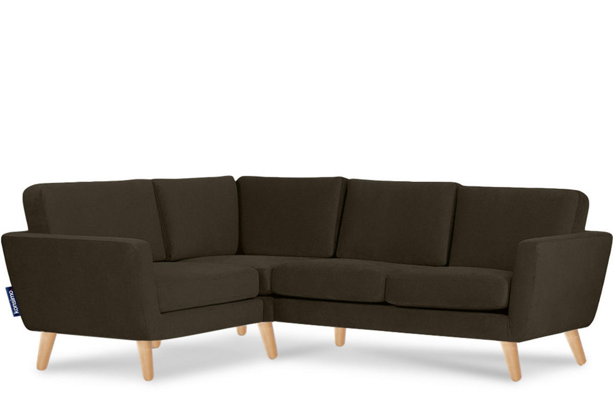 ECKSOFA-LINKS TAGIO 3/4 Sitzer, braun - Braun, Buchenholz/Textil (220/181cm) - KONSIMO®
