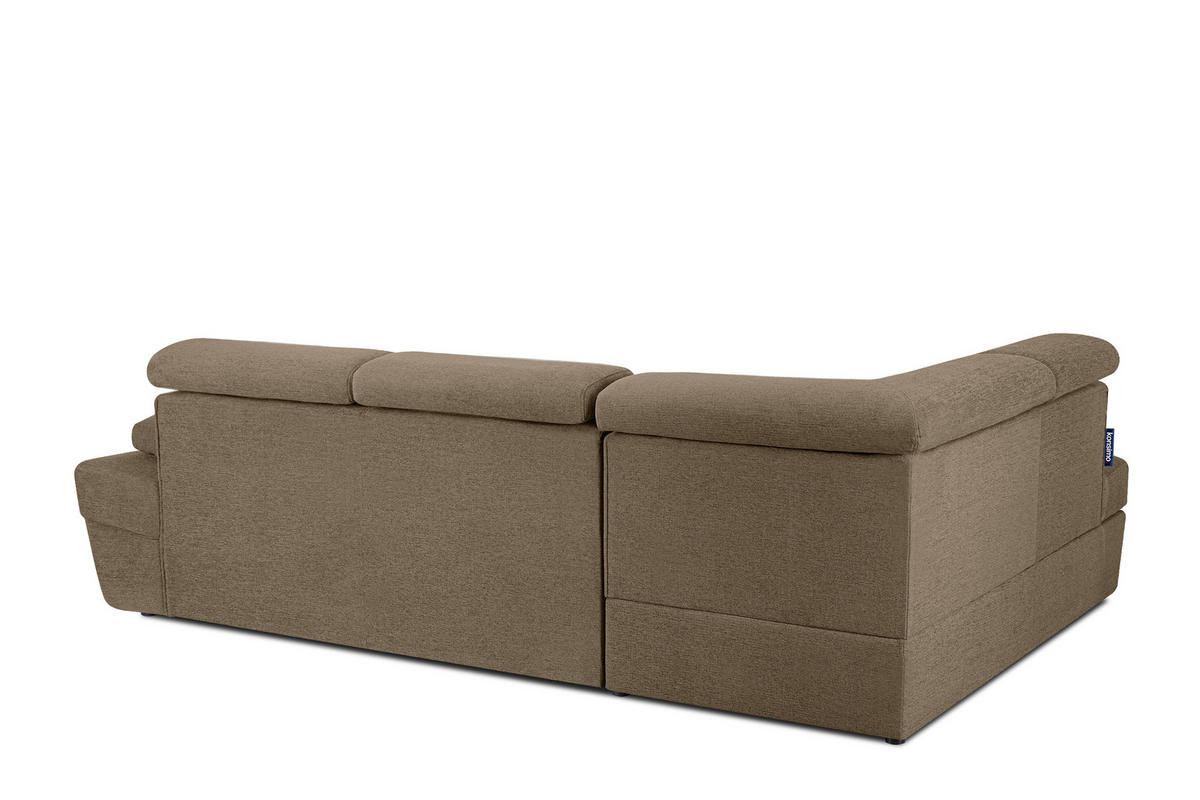 SCHLAFECKSOFA RATLO links 4/5-Sitzer mit Bettkasten, hellbraun - Hellbraun/Silberfarben, Textil (270/190cm) - KONSIMO®