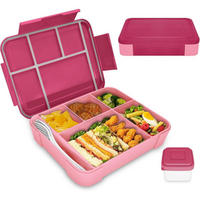 BROTDOSE Kinder mit 5 Fächern, 1300ml, auslaufsicher, Pink - Pink, Kunststoff (17/4.8/23cm)