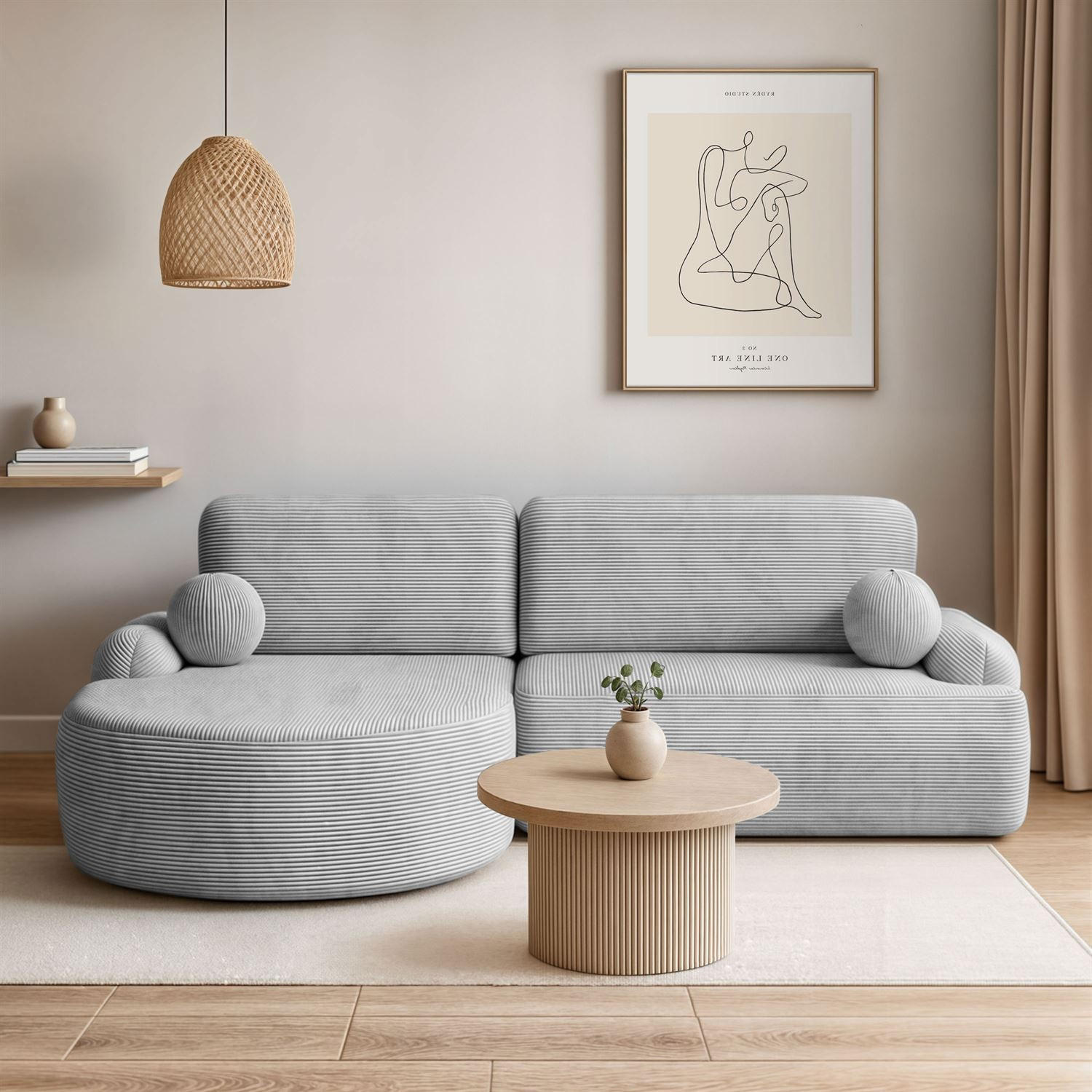 ECKSOFA CLEO II mit Schlaffunktion Version Linke Poso 110 - Hellgrau, Kunststoff (264/172cm) - Lookway