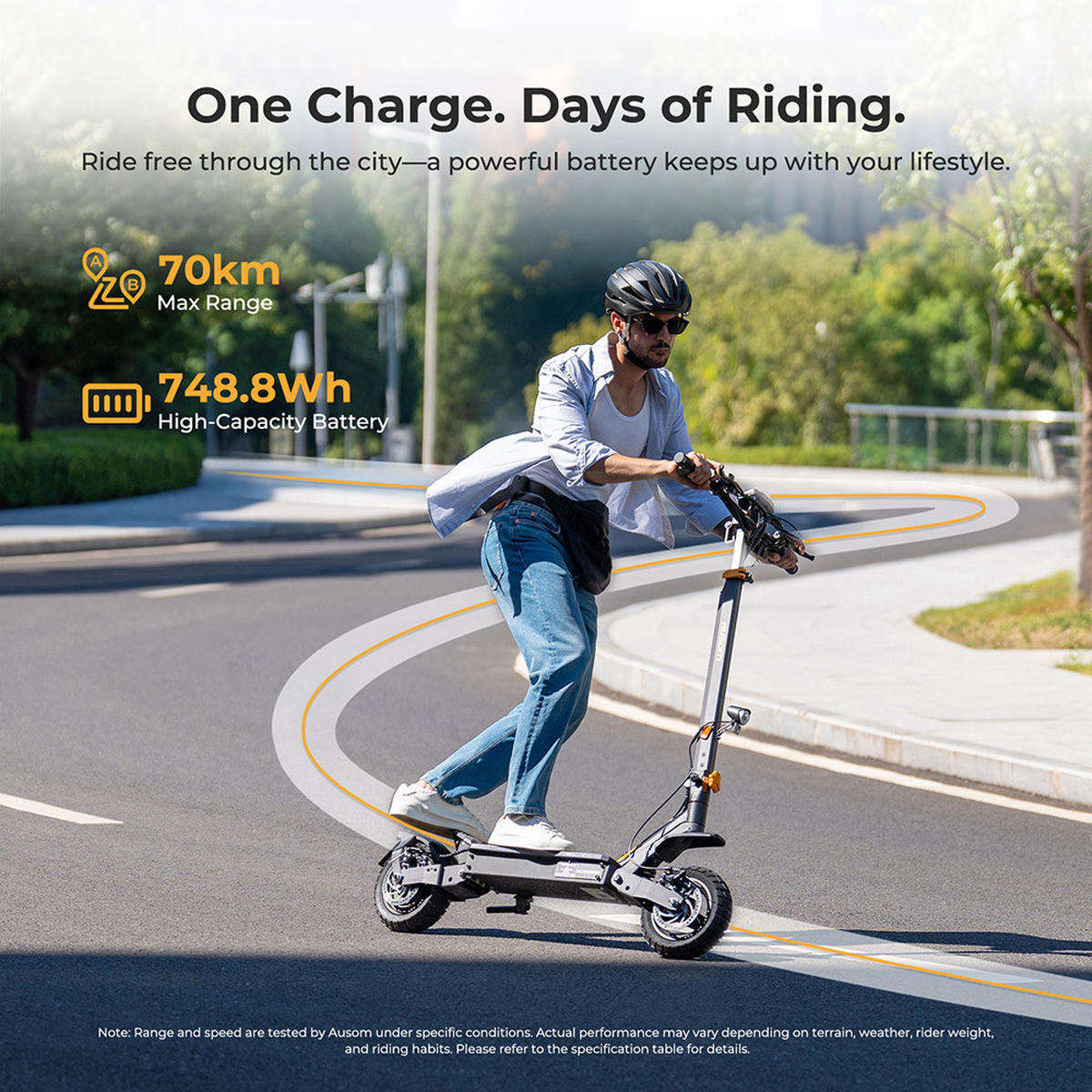 E-SCOOTER Ausom L1 ABE – 930W Spitzenmotor, 20 km/h, 70 km Reichweite ABE-Zulassung (eKFV, P612) - Grau, Metall (59cm)