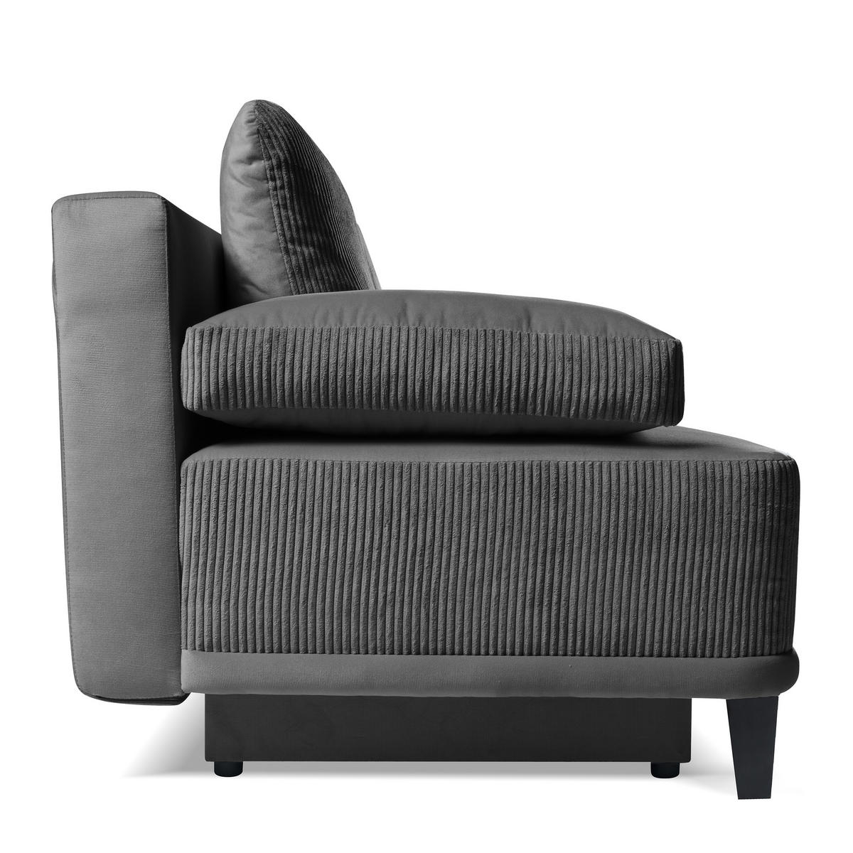 SCHLAFSOFA Riso 3-Sitzer mit Schlaffunktion, Grau - Grau, Textil (200/91/90cm) - Beautysofa