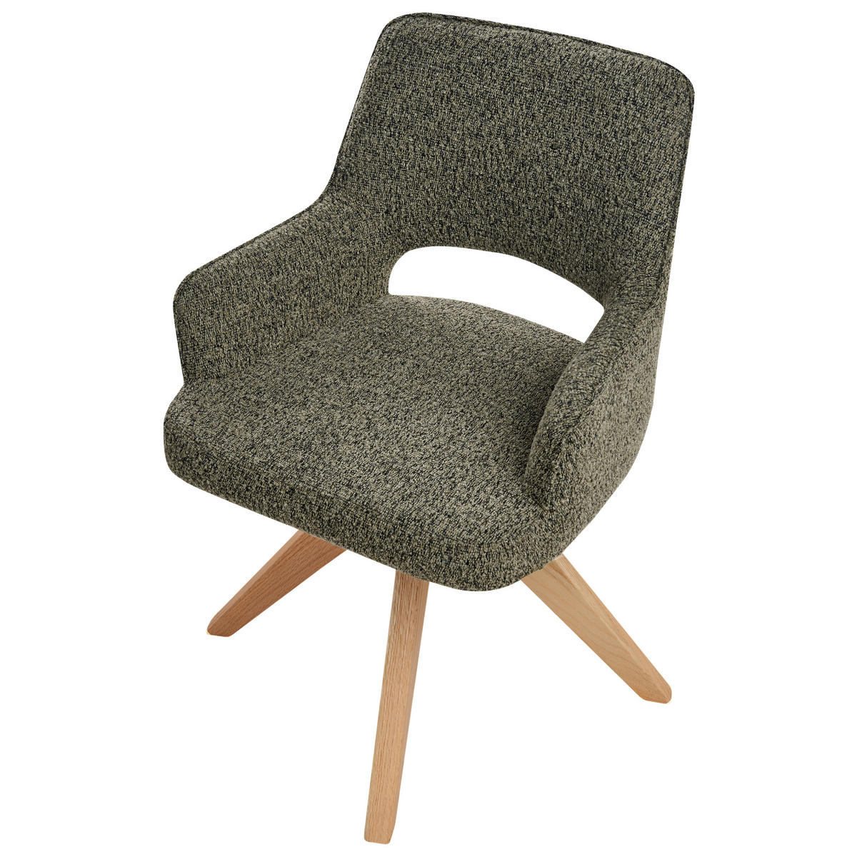 ESSZIMMERSTUHL drehbar Bouclé Grün Moravia - Braun/Grün, Holz/Textil (56/83/66cm) - Beliani