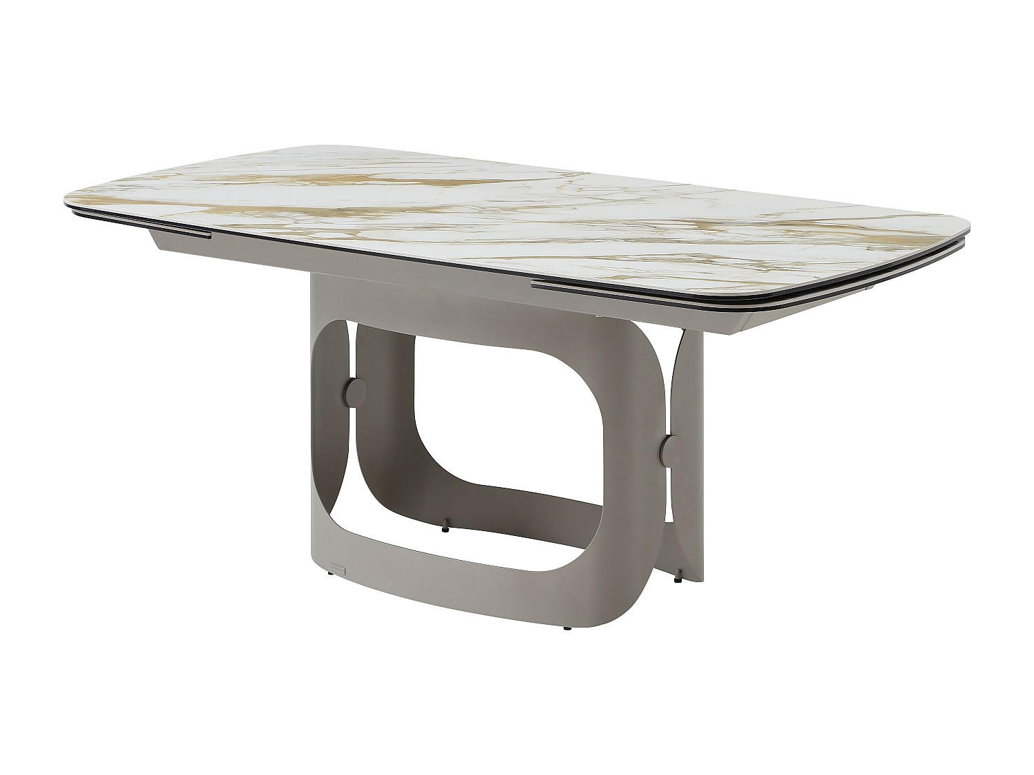 ESSTISCH ausziehbar 6-10 Personen - Keramik, Sicherheitsglas & Metall Taupe - Marmoroptik Weiß - DAVULO de Maison Céphy - Weiß, Glas (260/90/75cm) - Vente-Unique