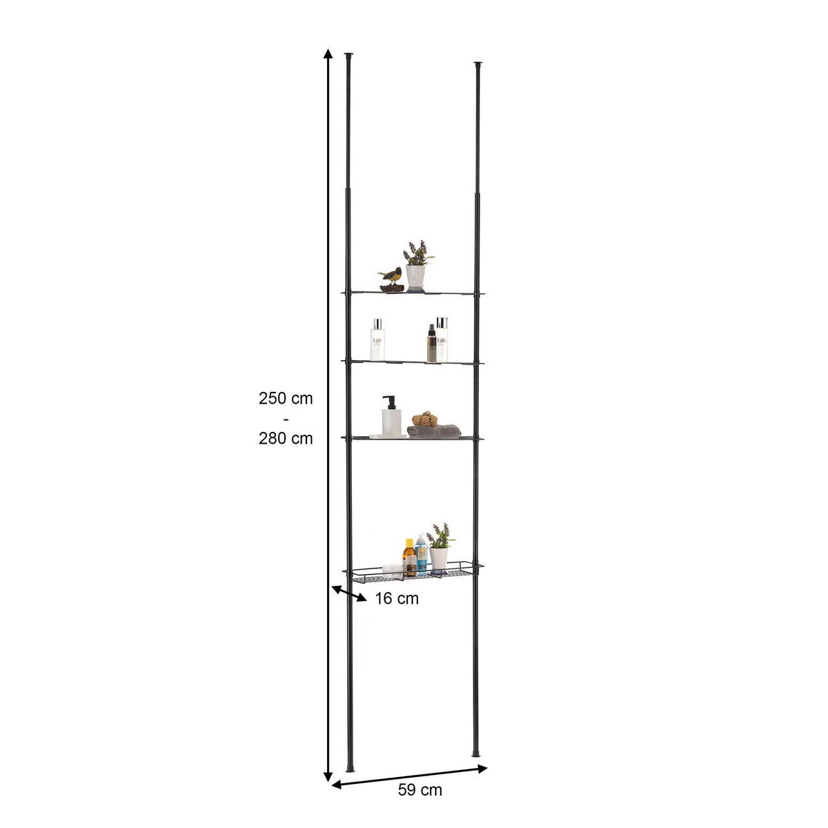 DUSCHREAGAL DUNJA - Schwarz, Metall (59/280/16cm) - CARO-Möbel