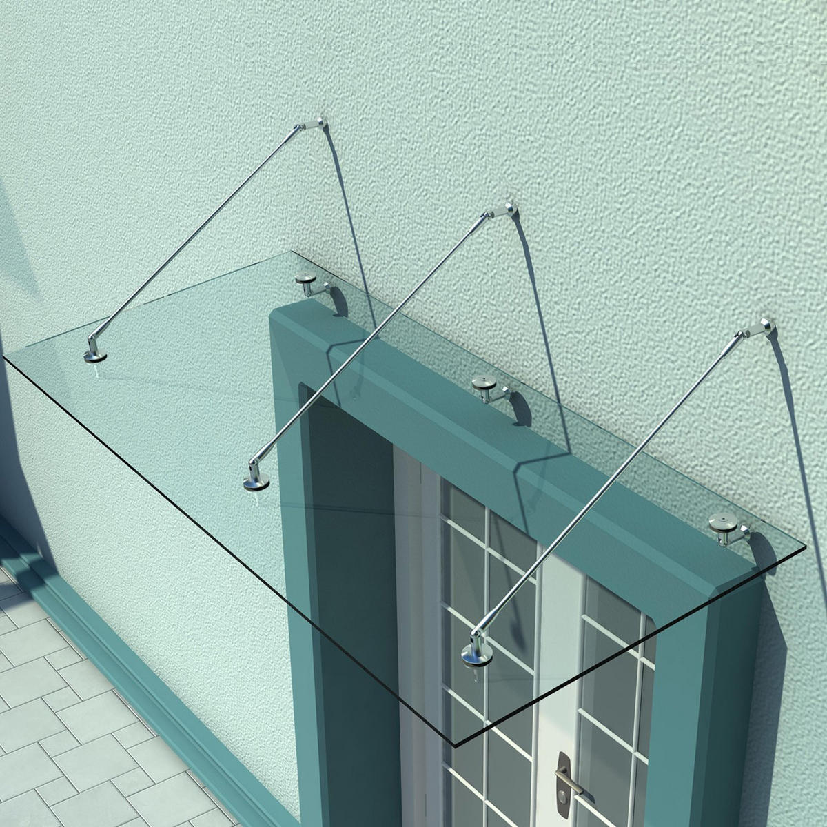 VORDACH DE-07394 mit gehärtetem Glas und Edelstahl Klarglas - Transparent, Glas/Metall (90/12/200cm) - ComfortXL