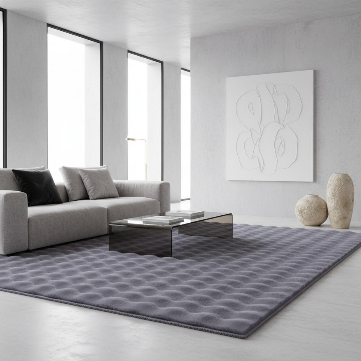 HOCHFLORTEPPICH Waschbar NAUDERS, einfarbig, Grau, 80 x 250 cm - Grau, Textil (80/250cm) - KADIMA DESIGN